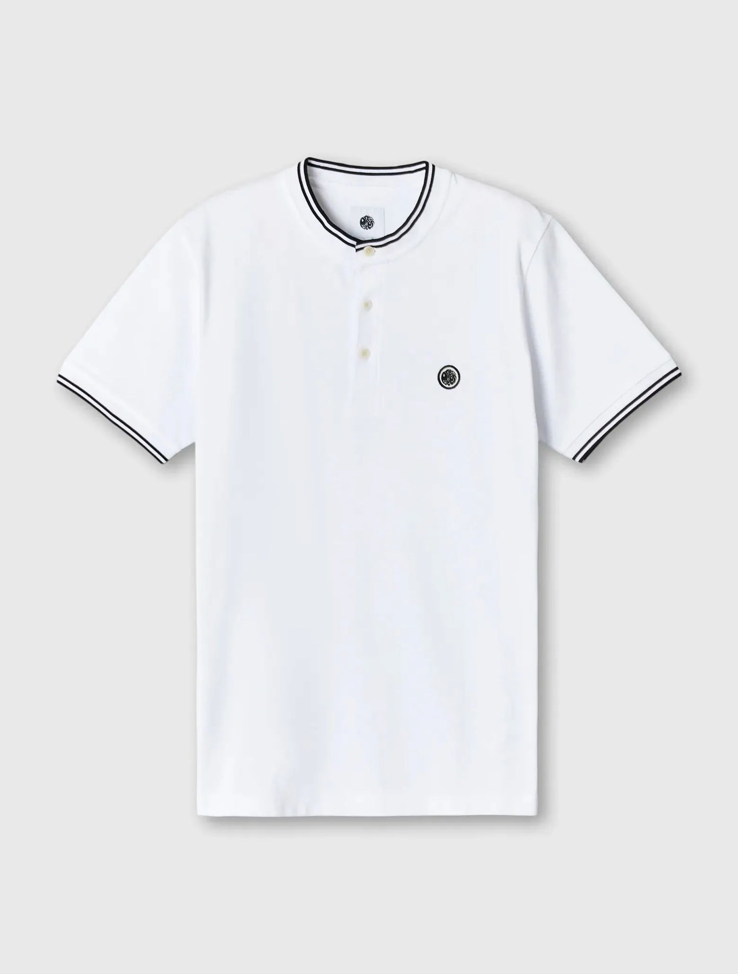 Pretty Green Allesley Tipped Grandad Polo In White