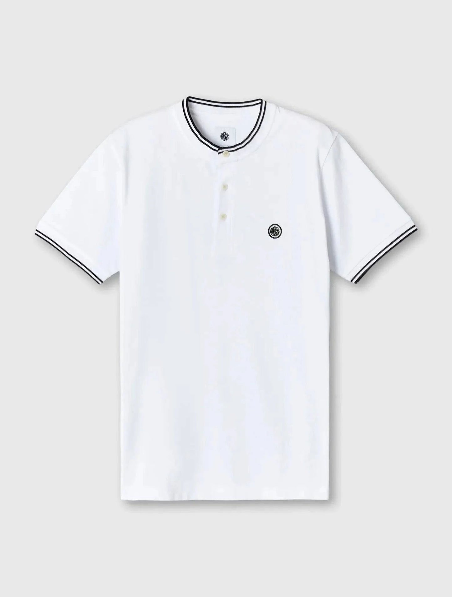 Pretty Green Allesley Tipped Grandad Polo In White - RD1 Clothing