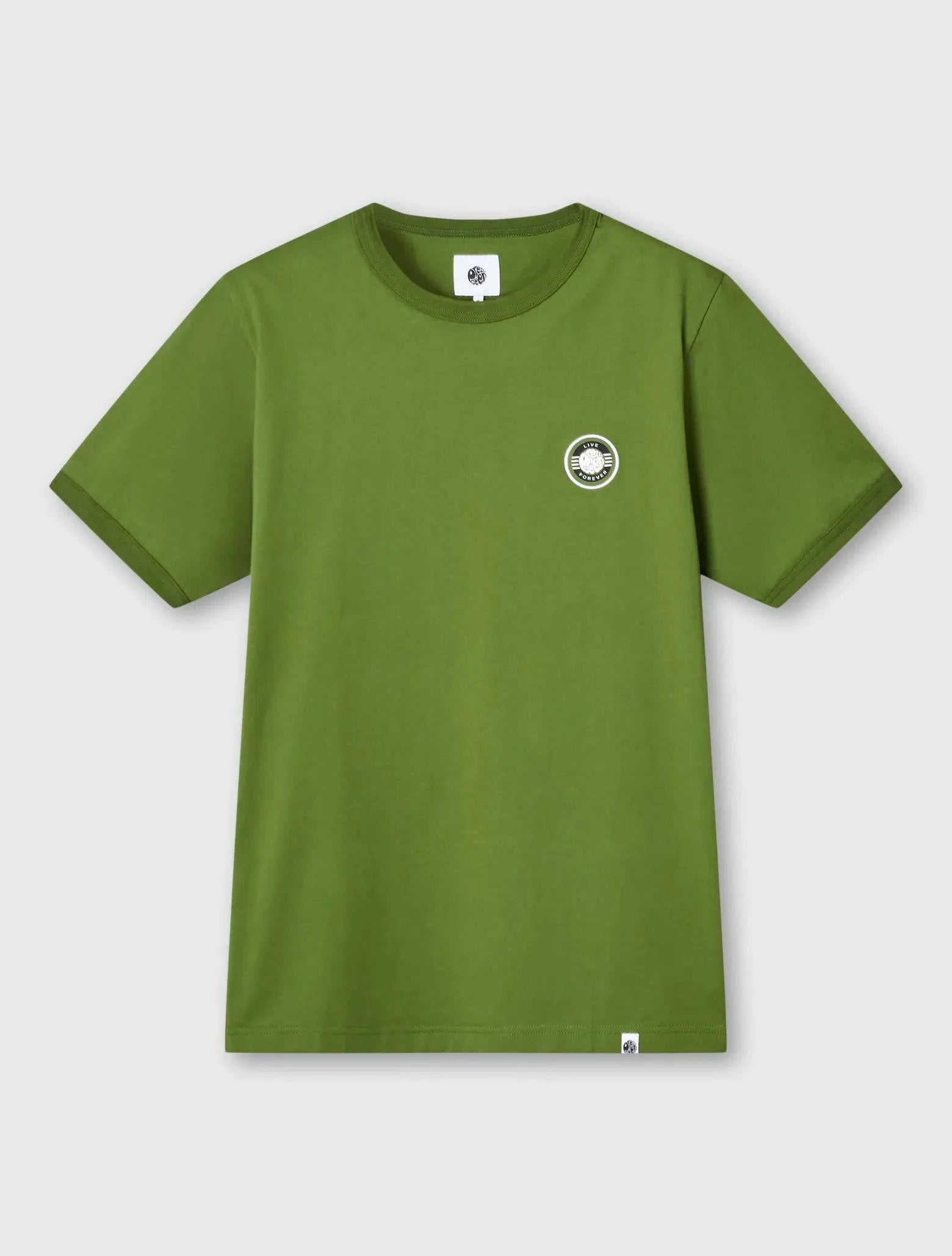 Pretty Green Live Forever Badge T-Shirt In Green - RD1 Clothing