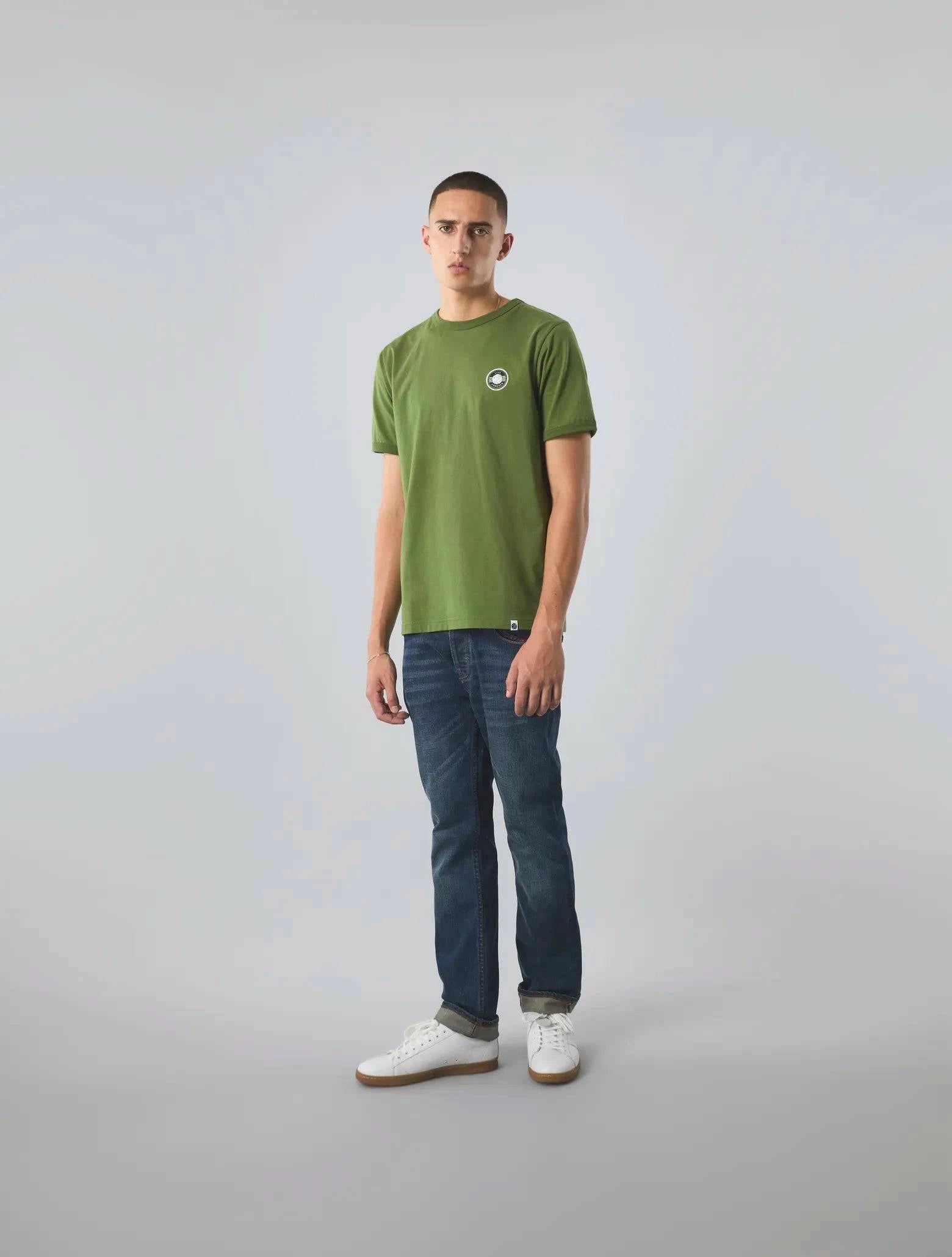 Pretty Green Live Forever Badge T-Shirt In Green - RD1 Clothing