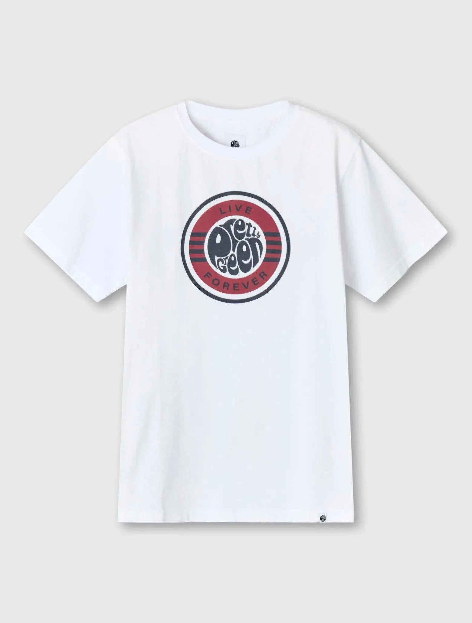 Pretty Green Live Forever Logo T-Shirt In White - RD1 Clothing