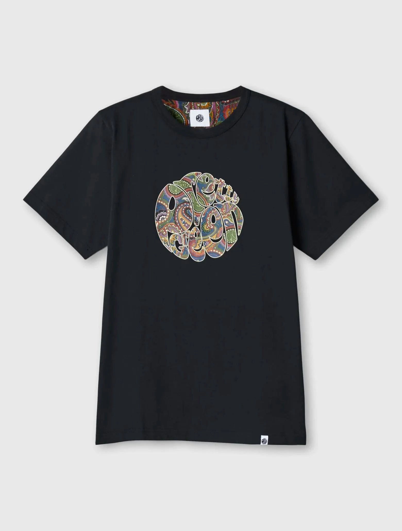 Pretty Green 15th Anniversary Paisley Logo T-Shirt In Black - RD1 Clothing