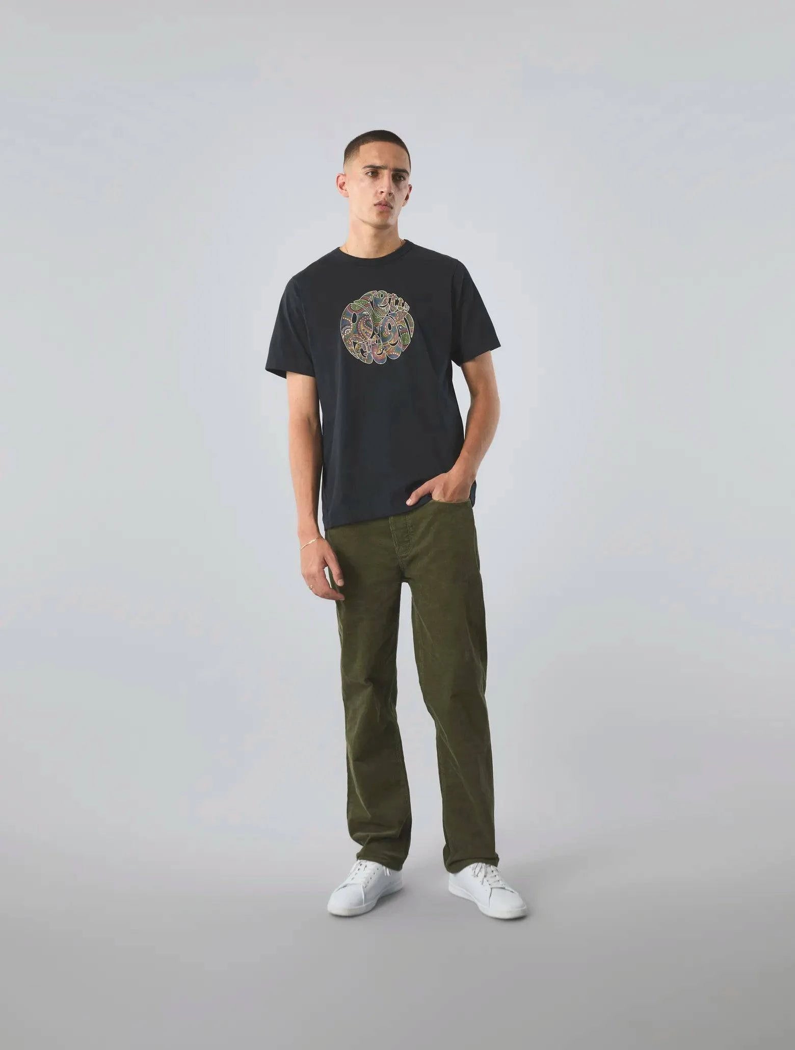 Pretty Green 15th Anniversary Paisley Logo T-Shirt In Black - RD1 Clothing