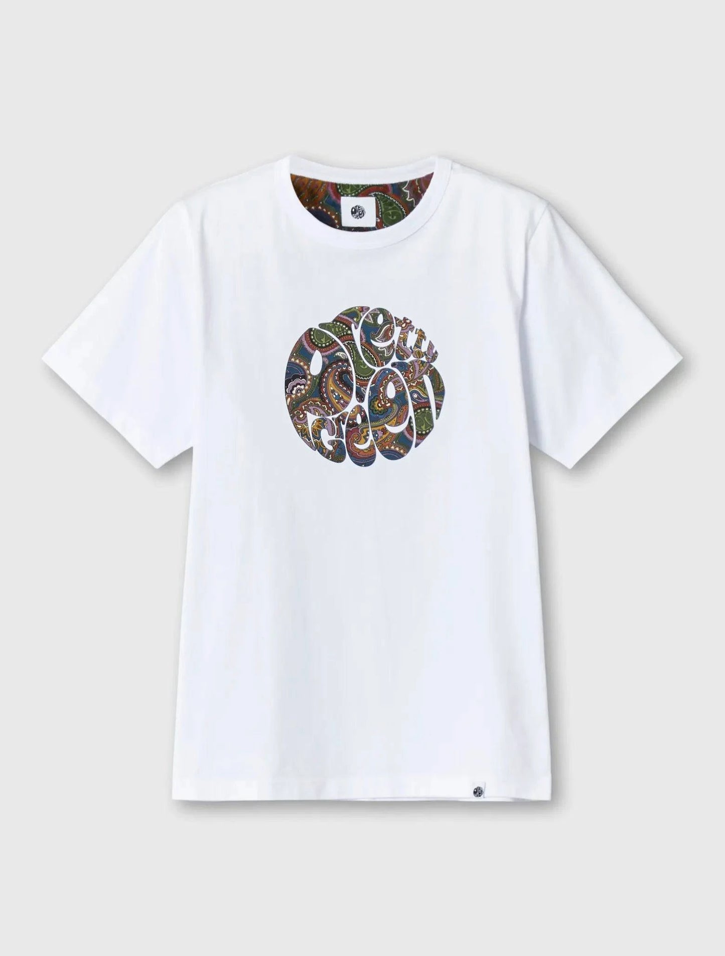 Pretty Green 15th Anniversary Paisley Logo T-Shirt In White - RD1 Clothing