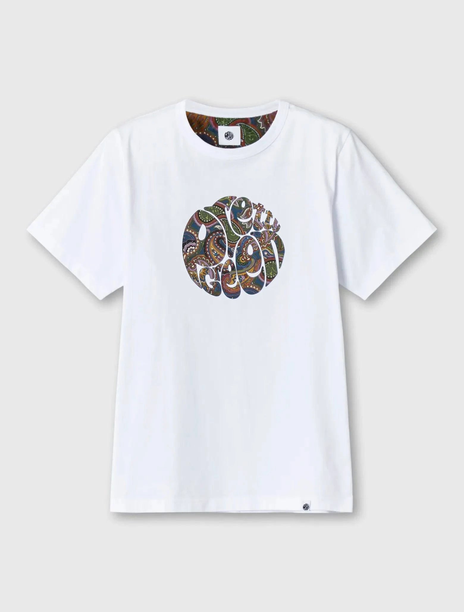 Pretty Green 15th Anniversary Paisley Logo T-Shirt In White - RD1 Clothing