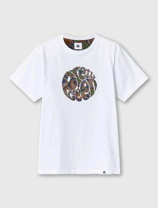 Pretty Green 15th Anniversary Paisley Logo T-Shirt In White - RD1 Clothing