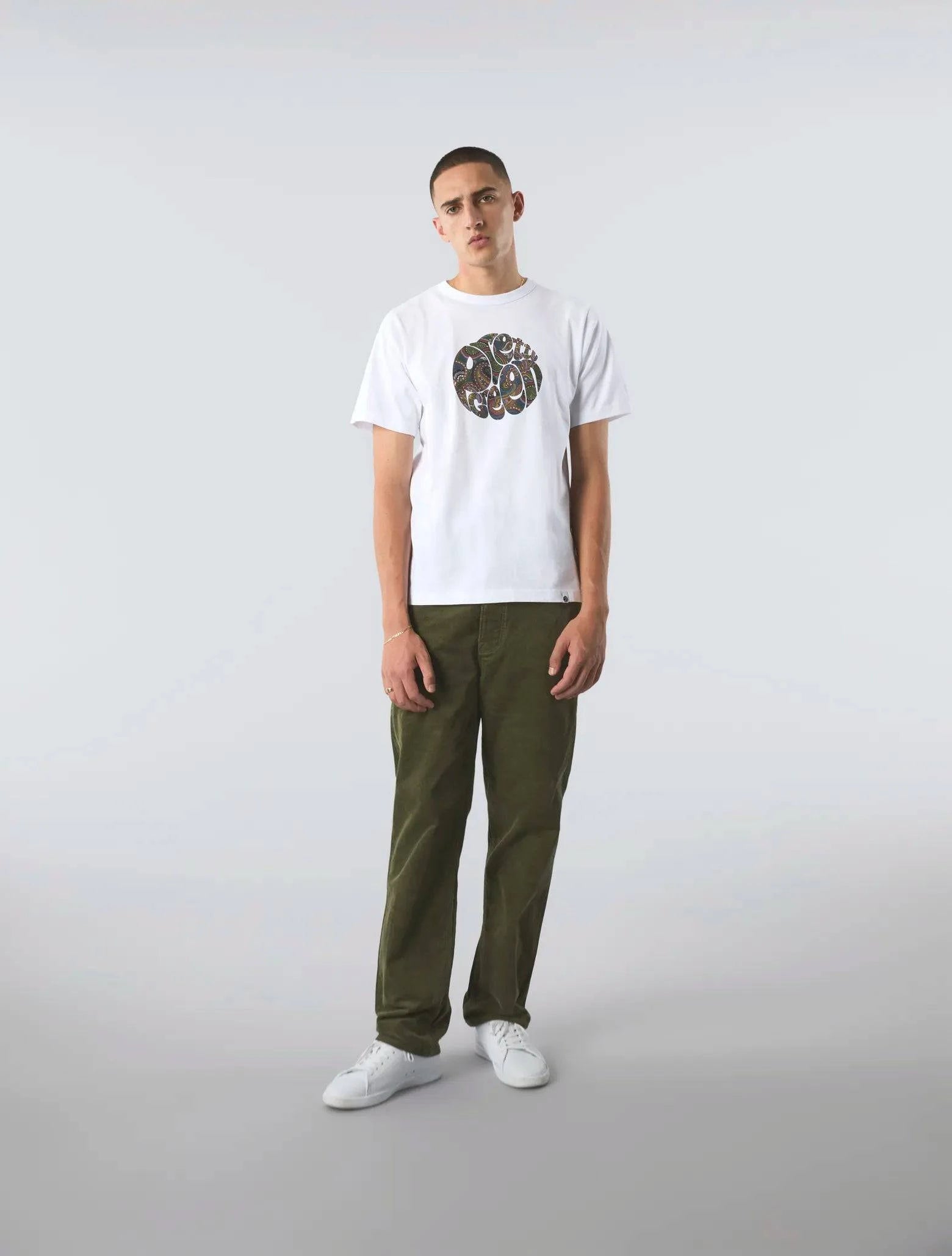 Pretty Green 15th Anniversary Paisley Logo T-Shirt In White - RD1 Clothing