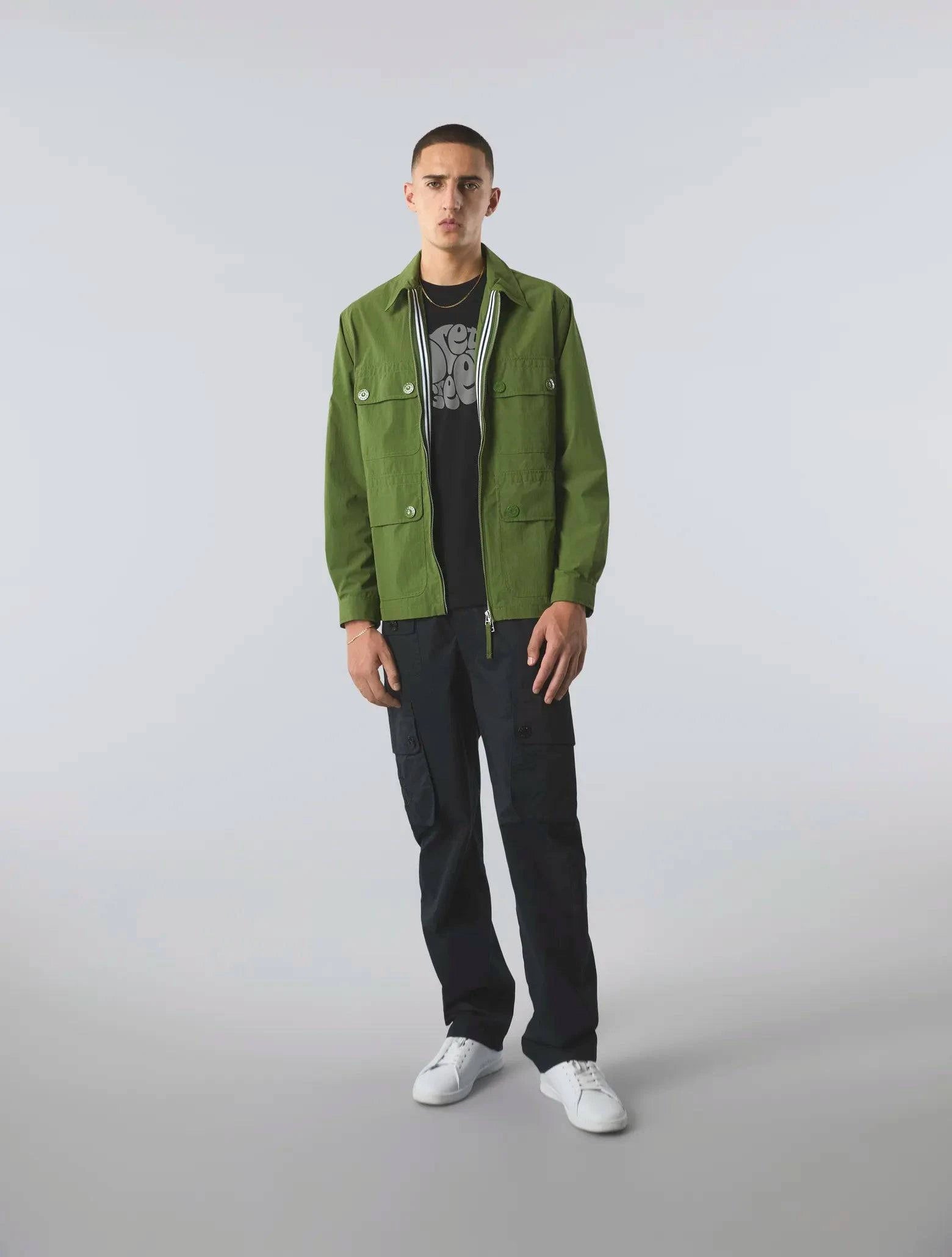 Pretty Green Live Forever Zip Up Overshirt In Green - RD1 Clothing