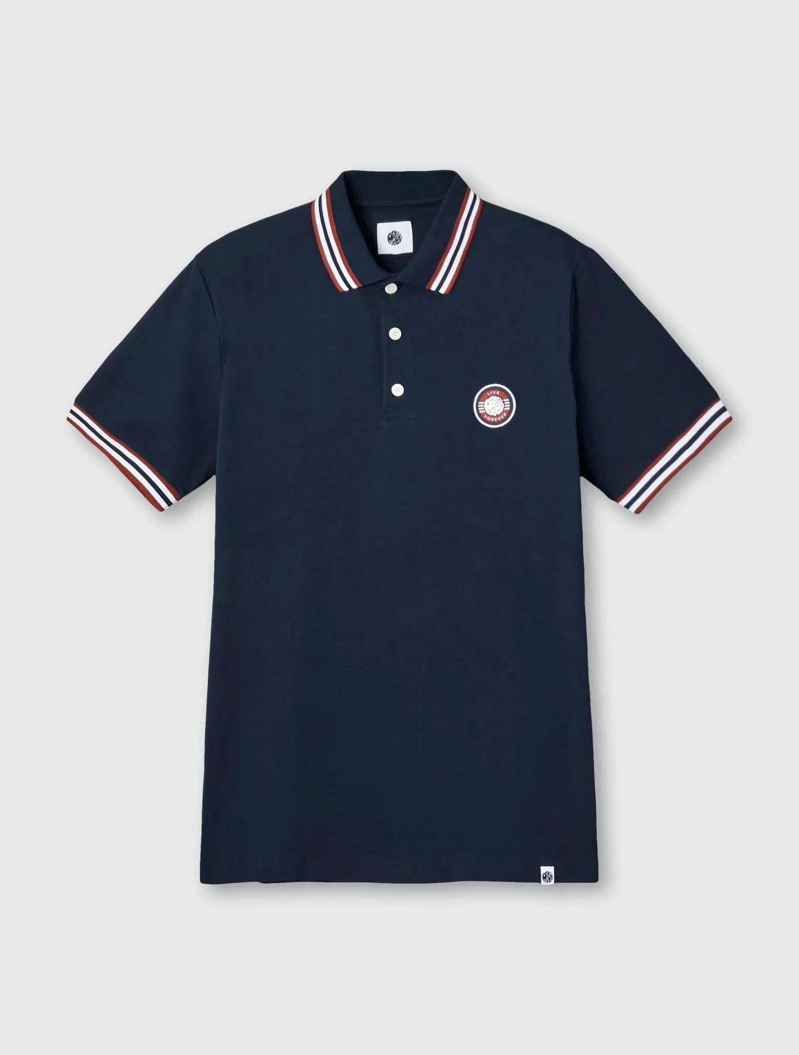 Pretty Green Live Forever Tipped Polo In Navy - RD1 Clothing