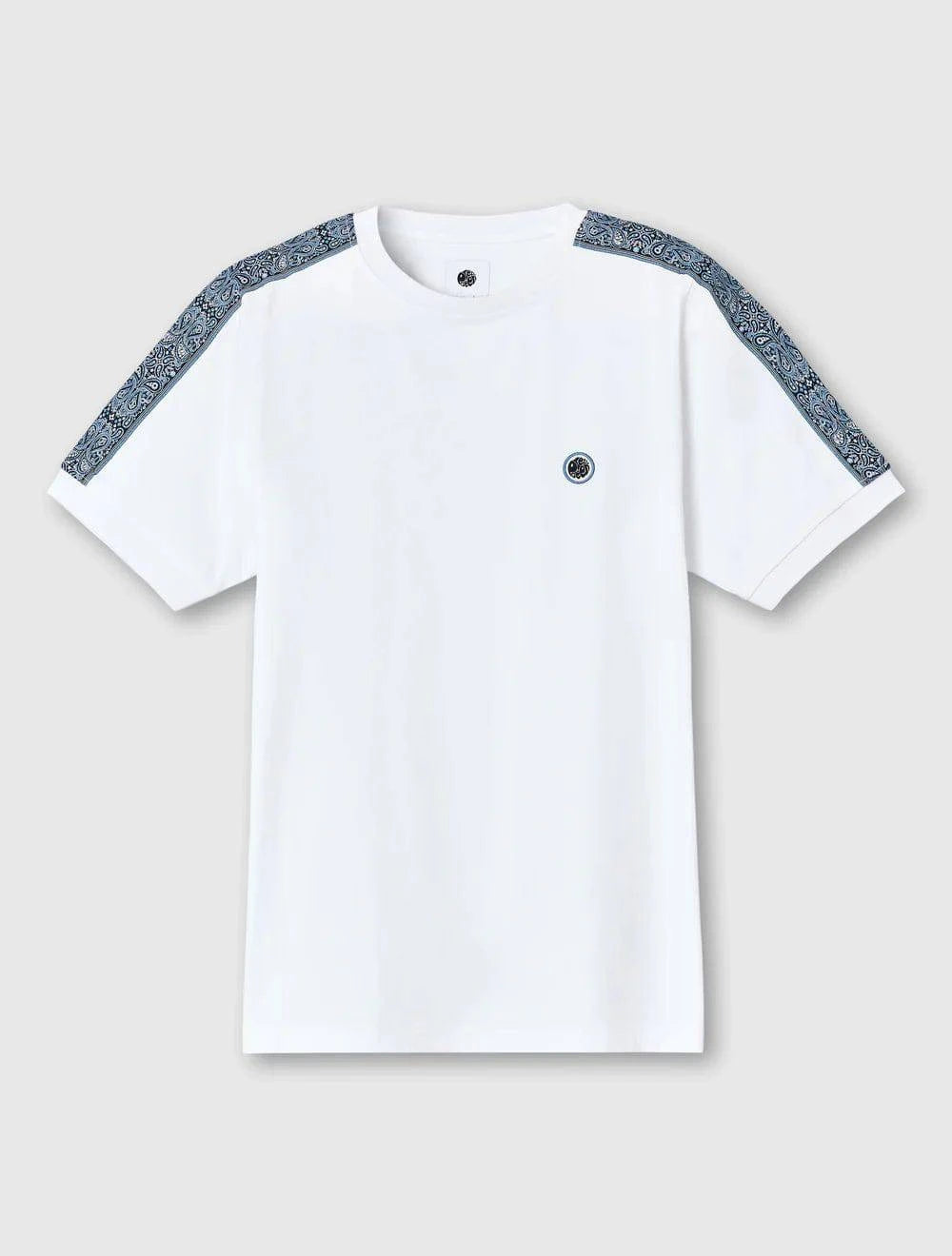 Pretty Green Eclipse Paisley Tipped SS T-Shirt In White - RD1 Clothing