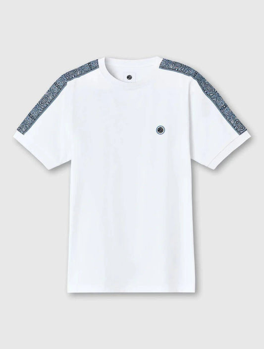 Pretty Green Eclipse Paisley Tipped SS T-Shirt In White - RD1 Clothing