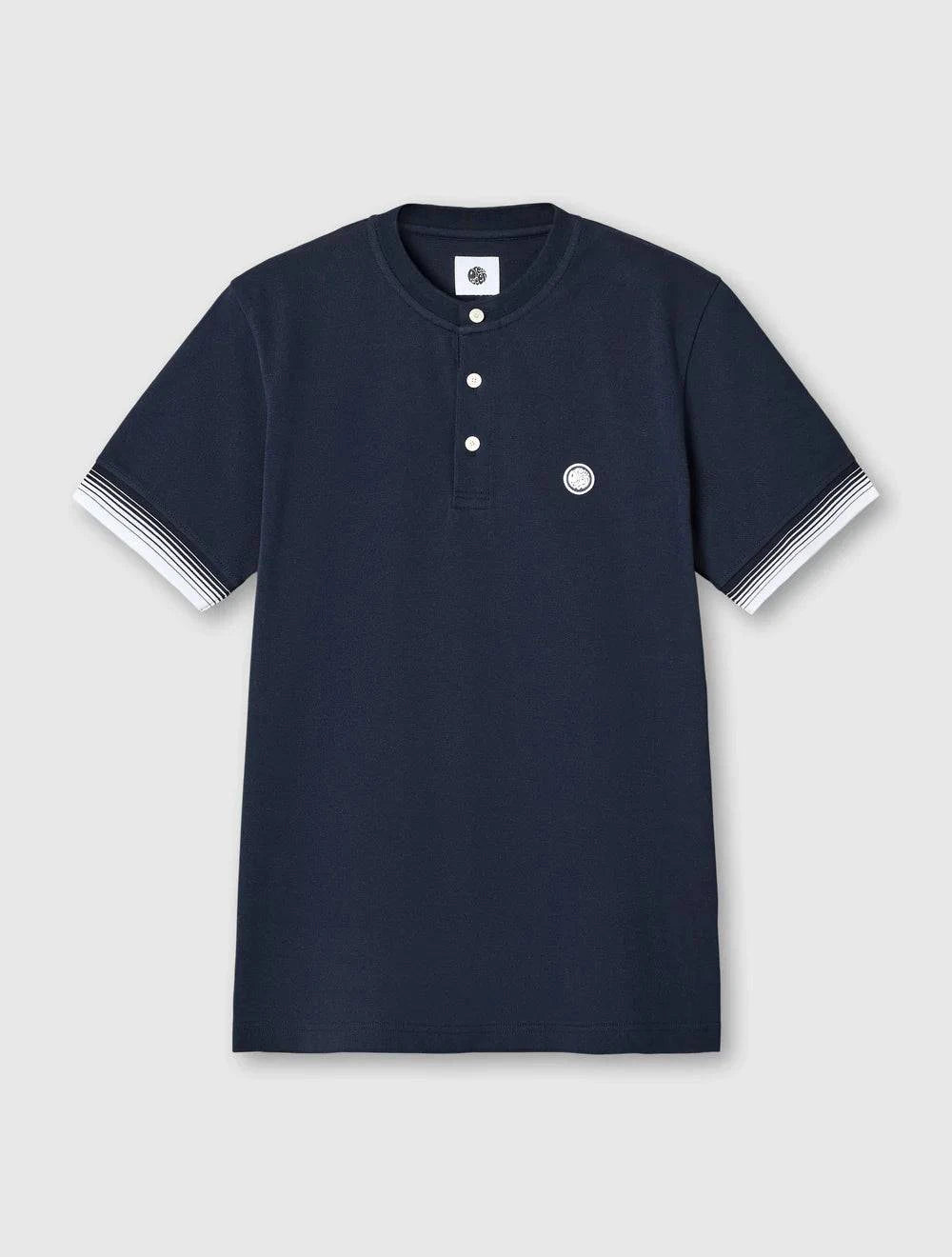 Pretty Green Gradient Tipped Grandad Polo In Navy - RD1 Clothing