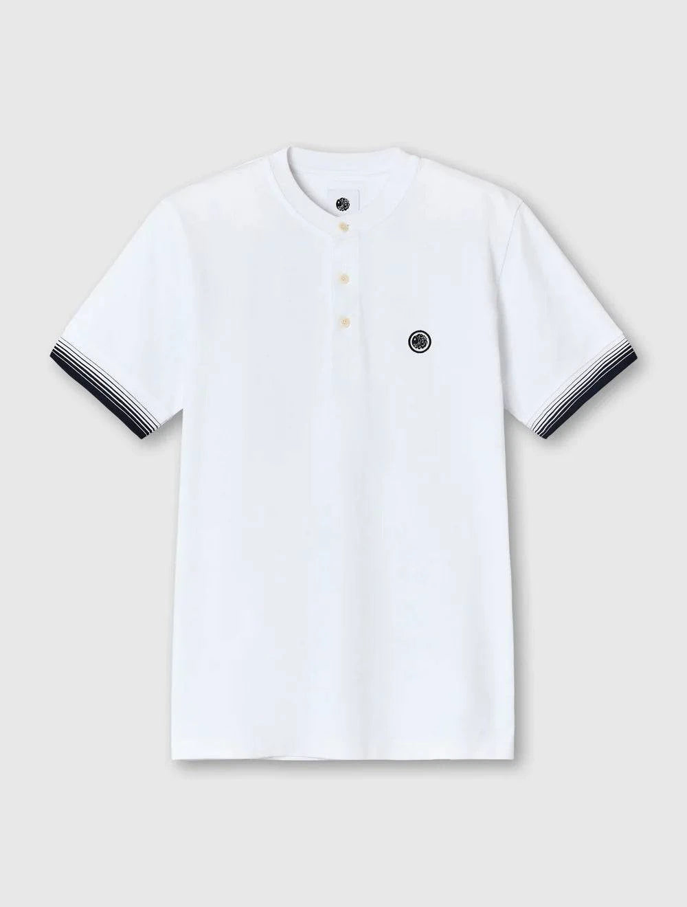 Pretty Green Gradient Tipped Grandad Polo In White - RD1 Clothing