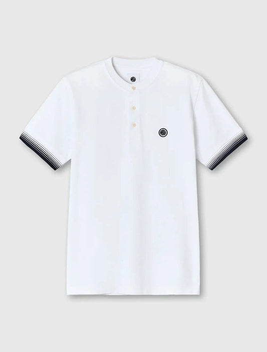 Pretty Green Gradient Tipped Grandad Polo In White - RD1 Clothing