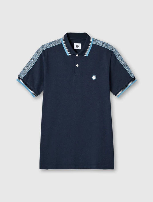 Pretty Green Eclipse Paisley Tape SS Polo In Navy - RD1 Clothing