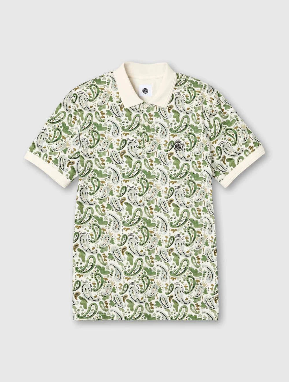Pretty Green Aquarelle Paisley SS Polo In Stone - RD1 Clothing