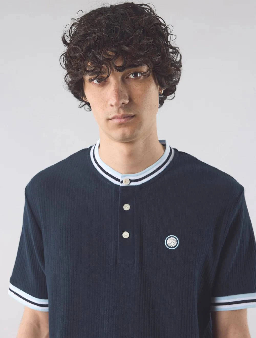 Pretty Green Cressa Tipped Grandad Polo Navy - RD1 Clothing