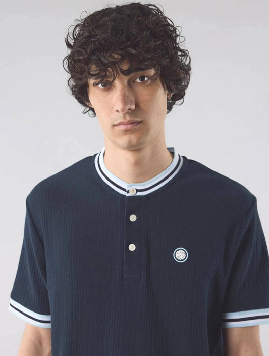 Pretty Green Cressa Tipped Grandad Polo Navy - RD1 Clothing