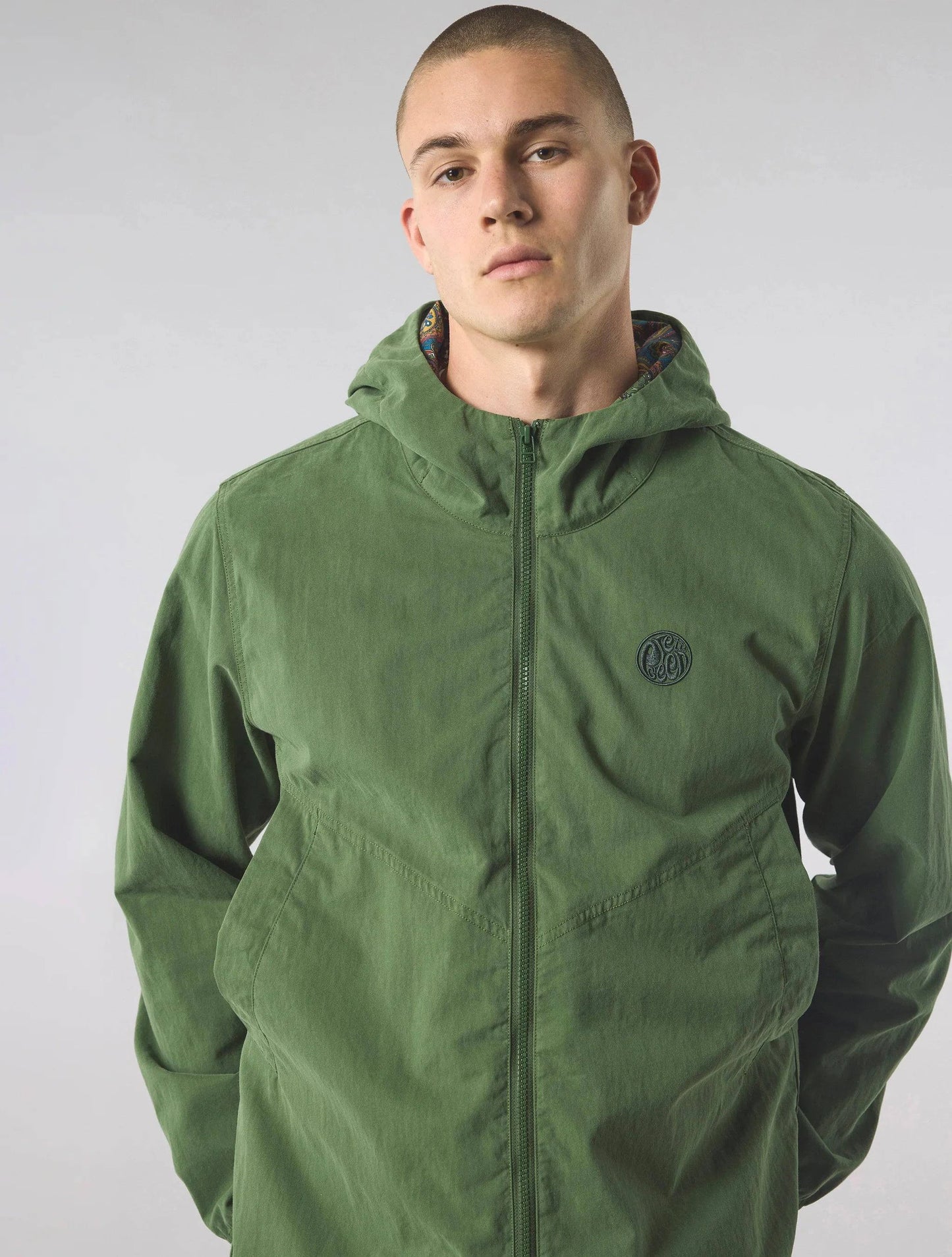 Pretty Green Feltham Paisley Hooded Jacket Khaki - RD1 Clothing