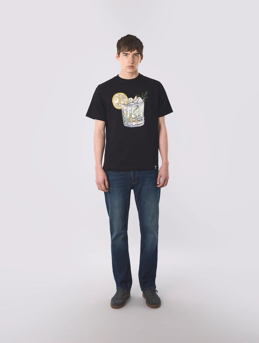 Black Pretty Green Gin And Tonic T-Shirt featuring a stylish graphic design on the front.
