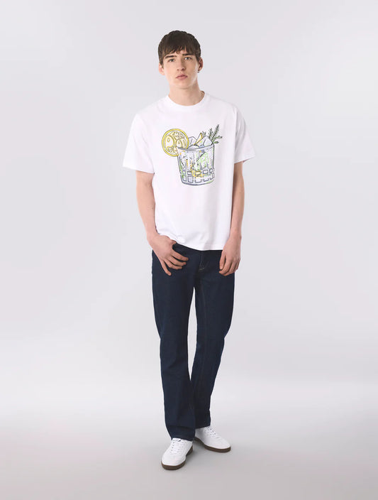 White Pretty Green Gin And Tonic T-Shirt featuring a stylish graphic design, casual fit, and comfortable cotton fabric.