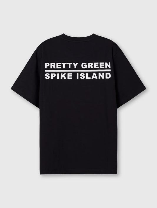 Black Pretty Green Smithfield Box Logo T-Shirt with a classic fit and bold logo design on the front.