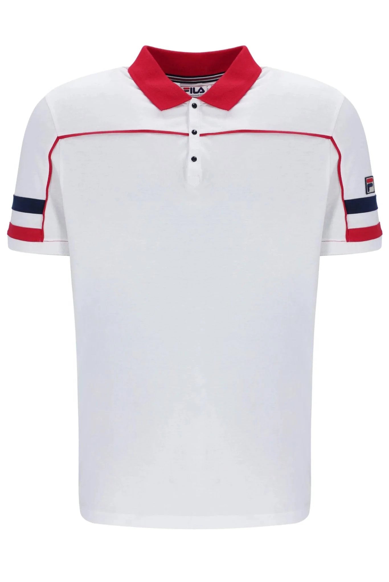 Fila Grandslam Piping Polo Top In White/Red - RD1 Clothing