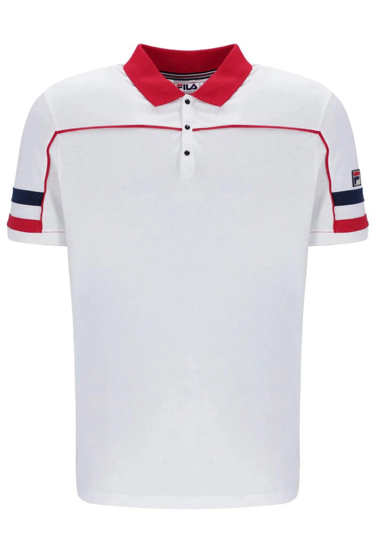 Fila Grandslam Piping Polo Top In White/Red - RD1 Clothing