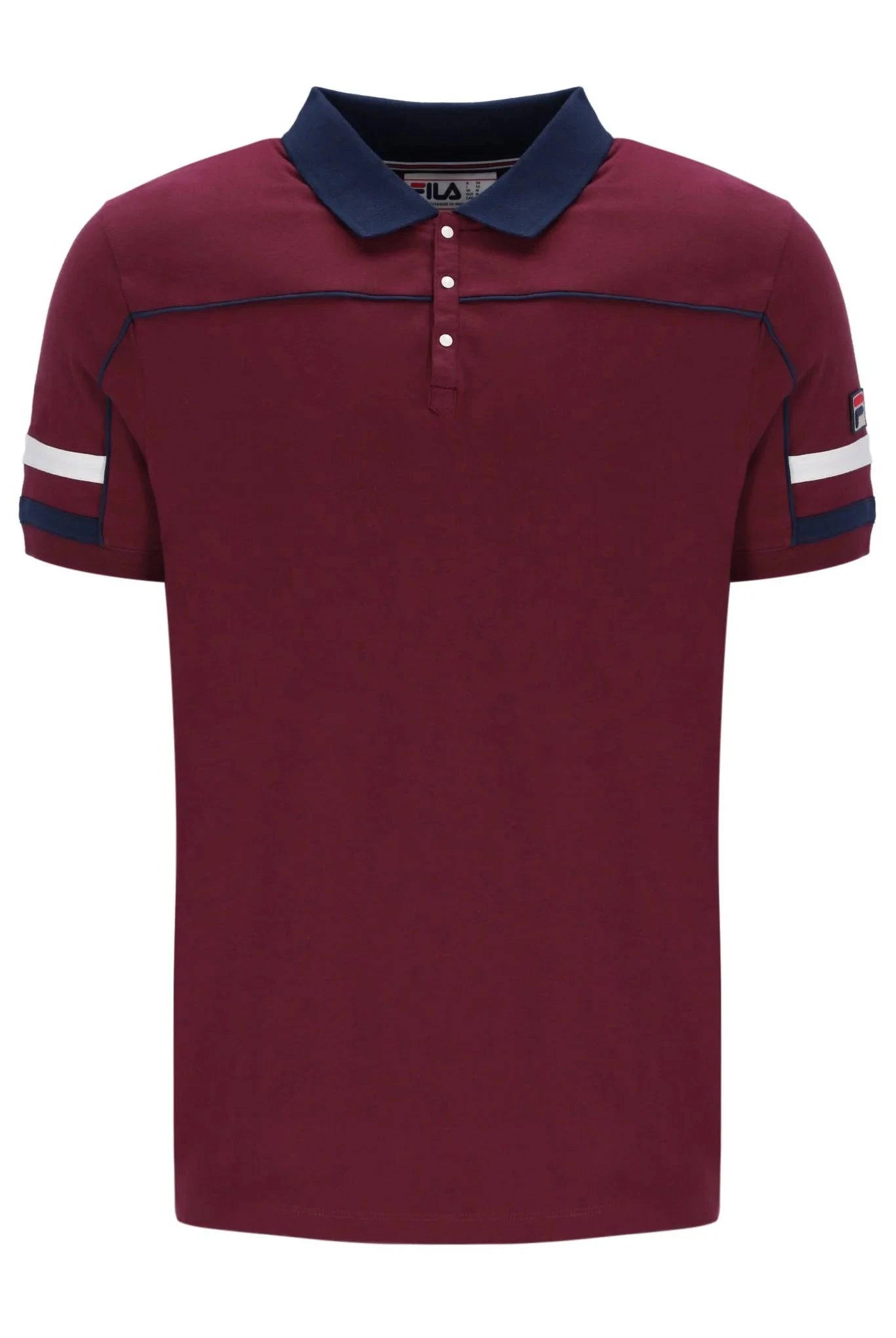 Fila Grandslam Piping Polo Top In Claret/Navy - RD1 Clothing