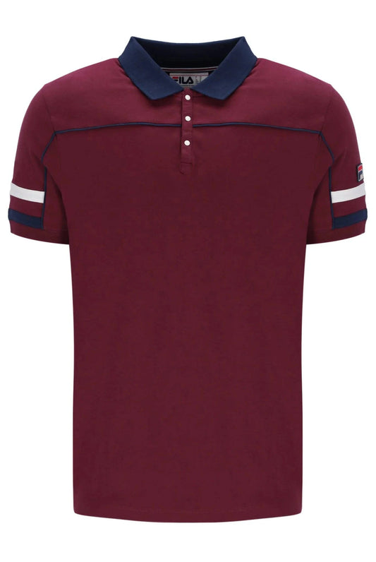 Fila Grandslam Piping Polo Top In Claret/Navy - RD1 Clothing
