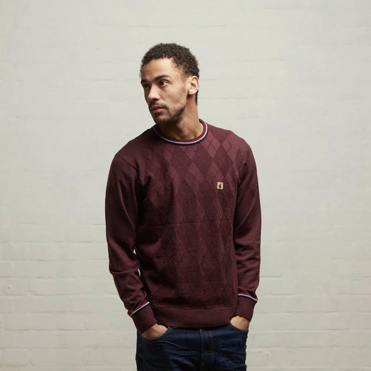 Gabicci Marlon Knitted Crew Neck Sweater Gabicci Vintage - BERRY - RD1 Clothing
