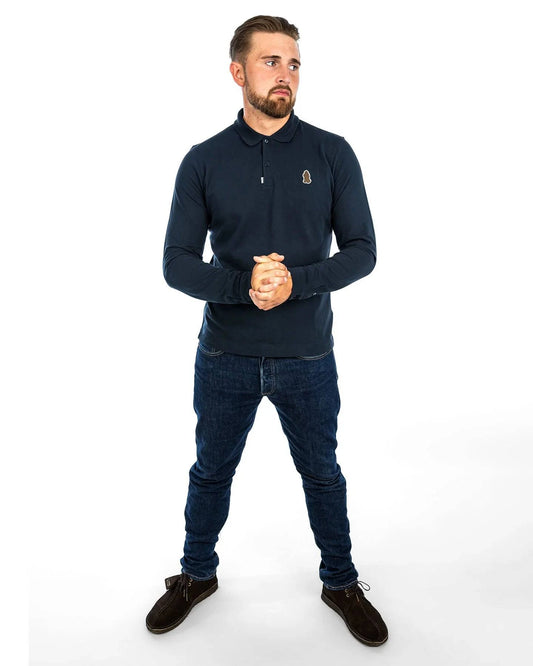 Grand Alliance Long Sleeve Slim Fit Polo In Navy - RD1 Clothing