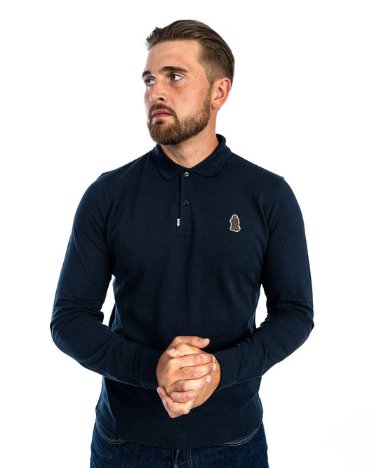 Grand Alliance Long Sleeve Slim Fit Polo In Navy - RD1 Clothing