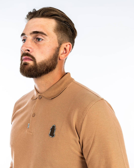 Grand Alliance Long Sleeve Slim Fit Polo In Praline - RD1 Clothing