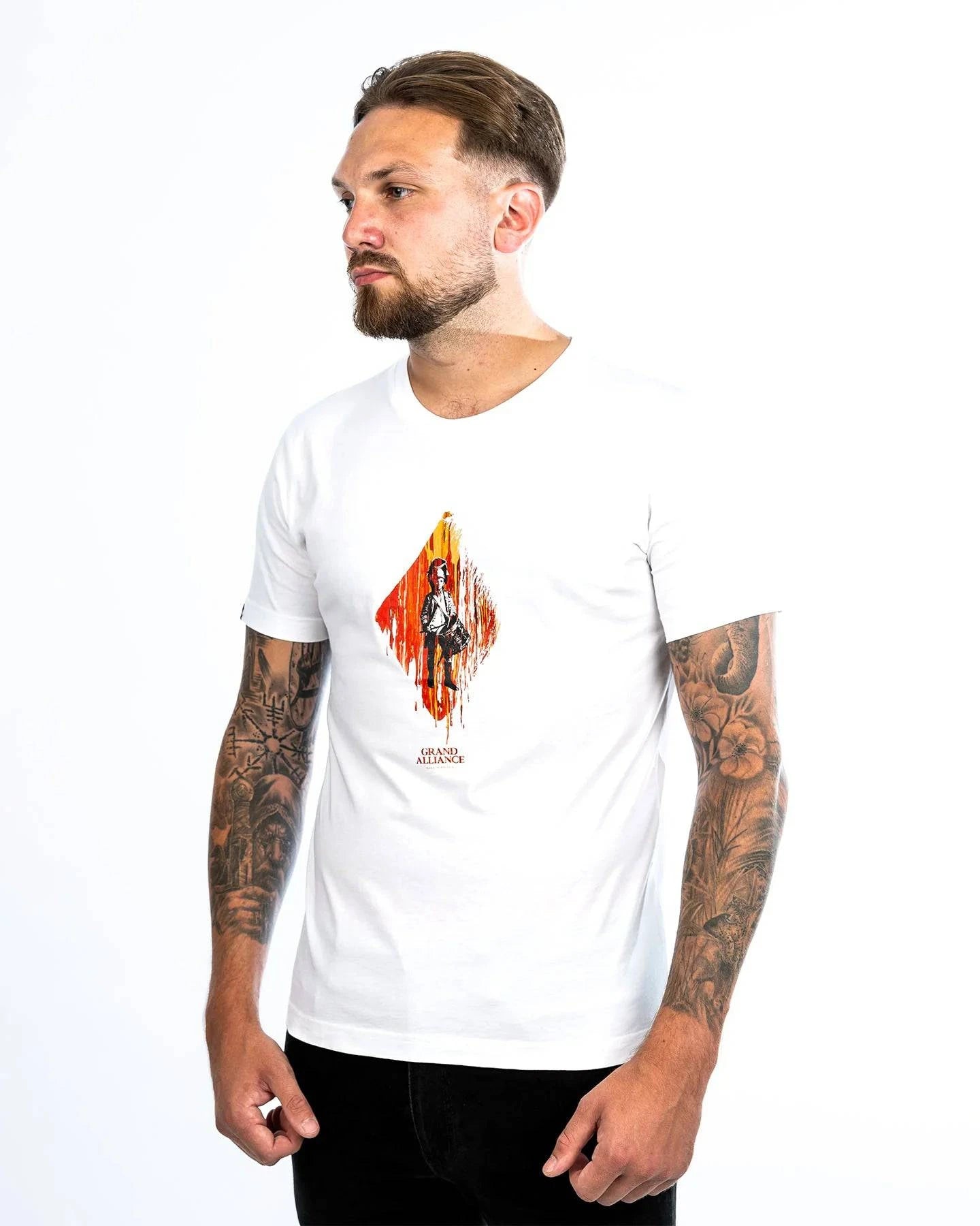 Grand Alliance Red Blood Diamond Slim Fit T-Shirt In White - RD1 Clothing