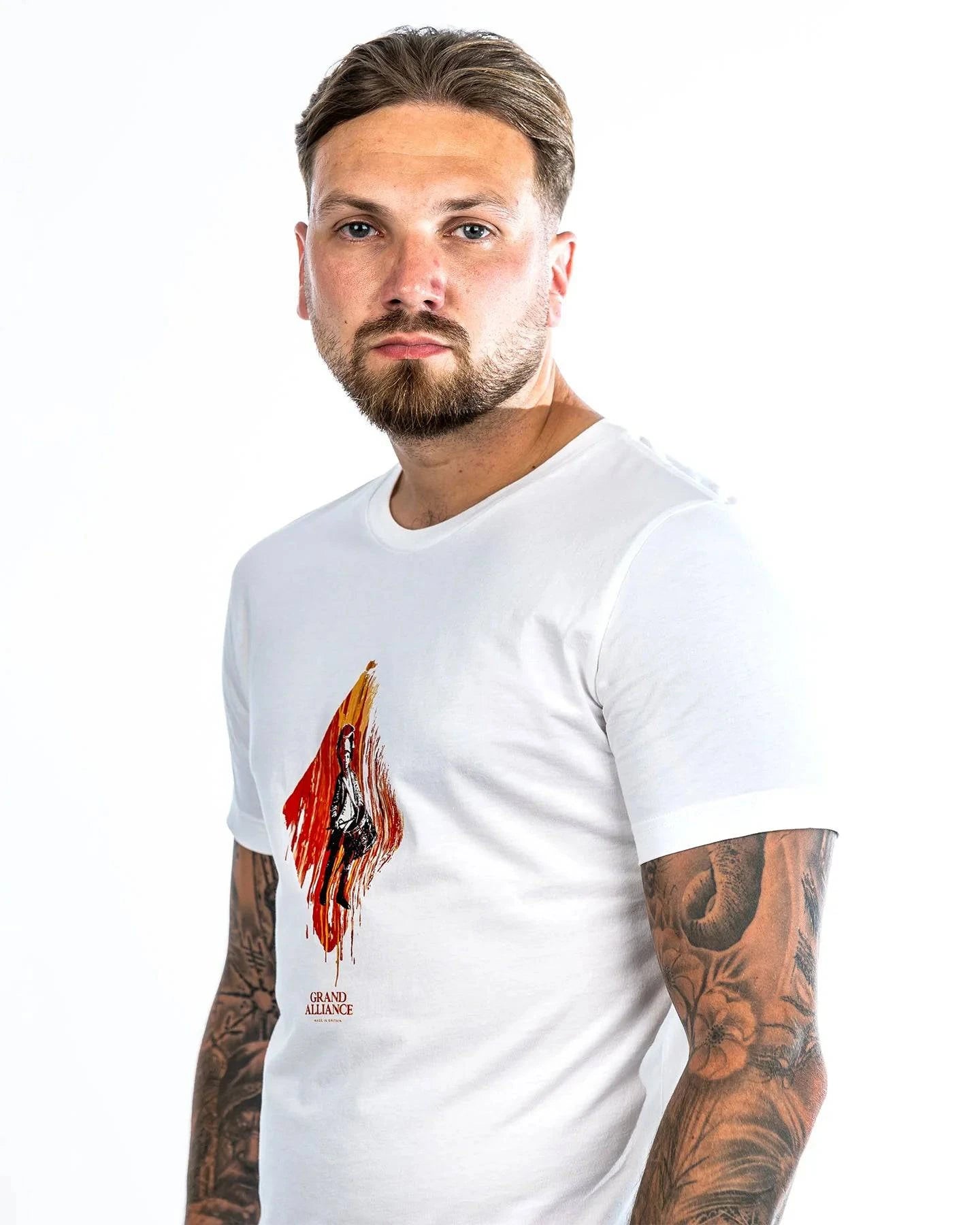 Grand Alliance Red Blood Diamond Slim Fit T-Shirt In White - RD1 Clothing