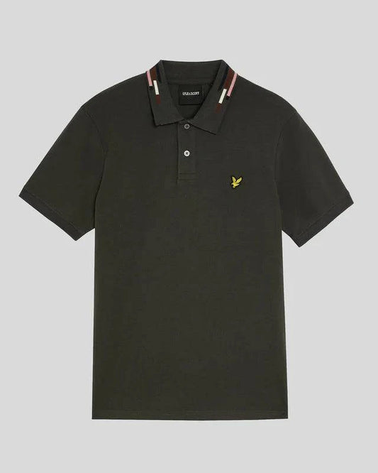 Lyle & Scott Striped Tipped Polo Shirt Gunmetal/ Foam - RD1 Clothing