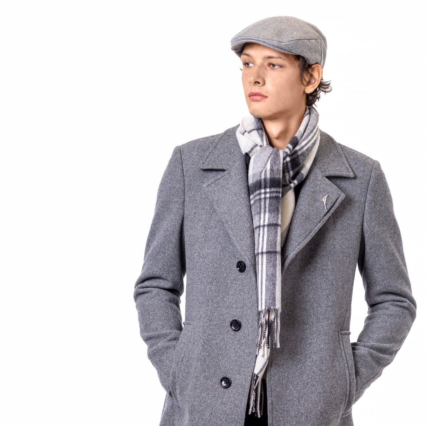 Carlyle Classic Tweed Flat Cap Silver Grey