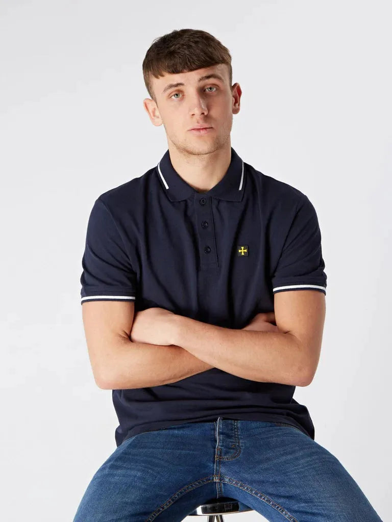 Terrace Cult Premium Pique Polo In Navy/White