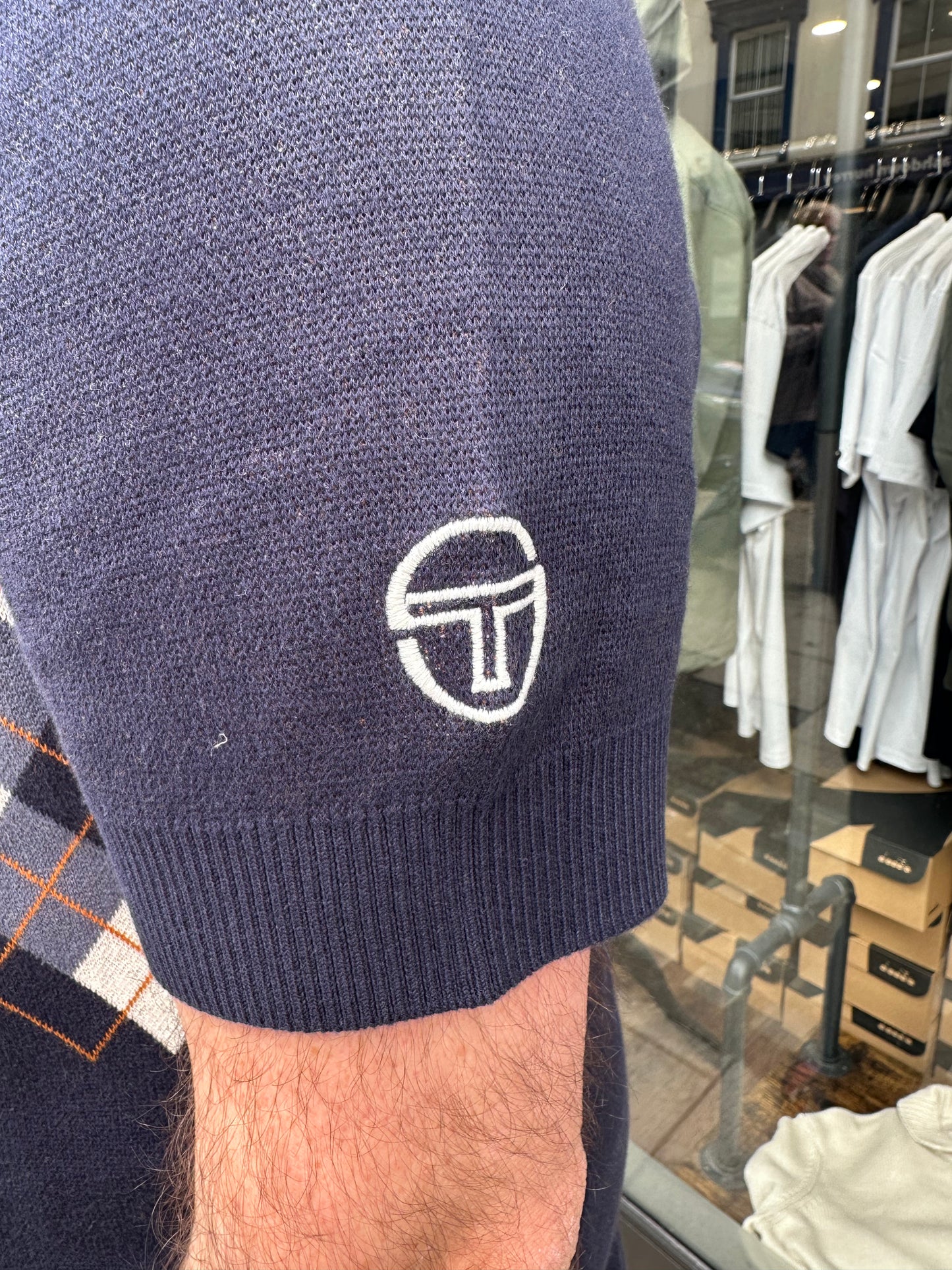Sergio Tacchini Carezza Argyle Polo Shirt Navy