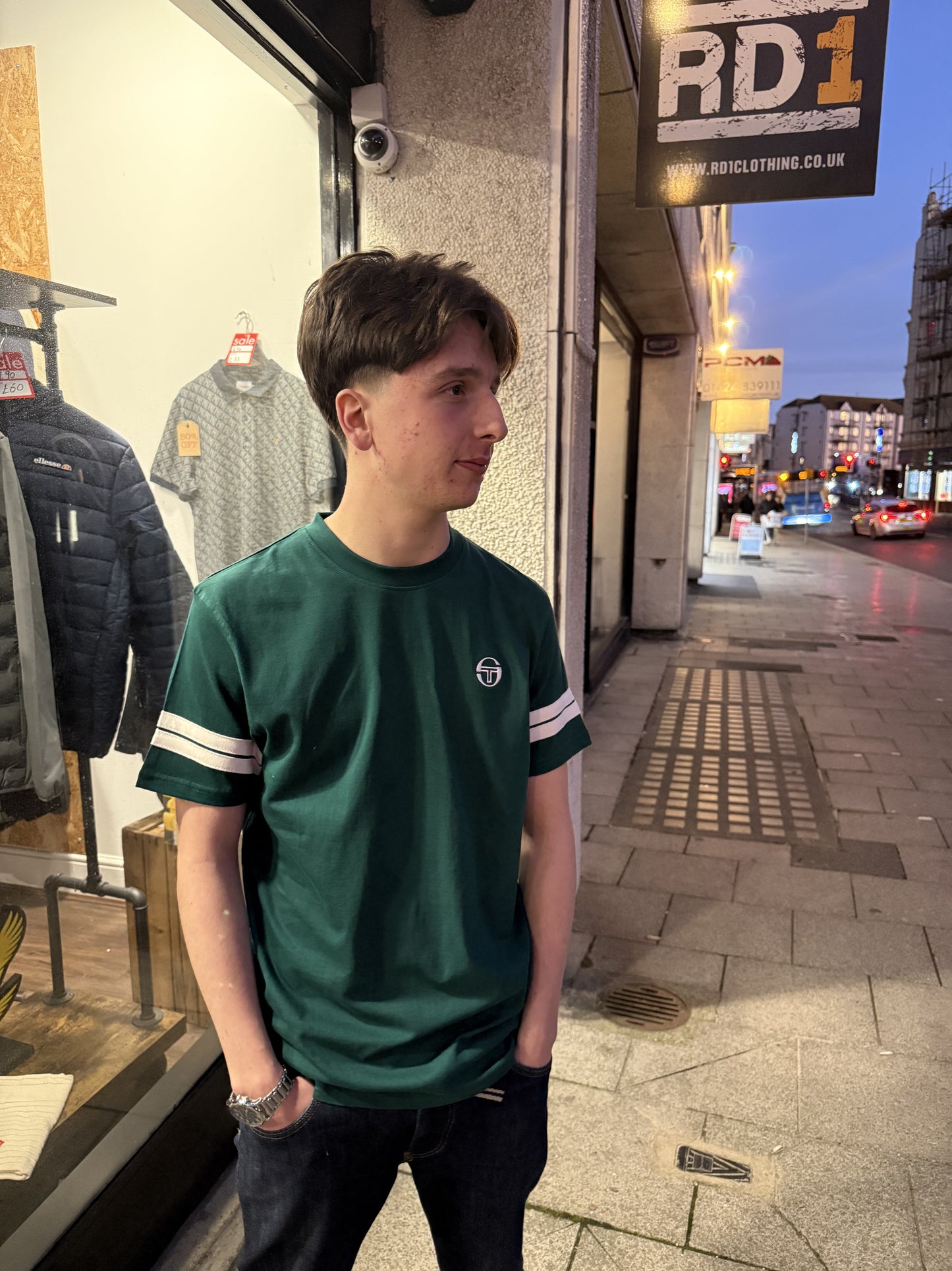 Sergio Tacchini Grello Crew Neck T-Shirt In Rainforest/ Gardenia - RD1 Clothing