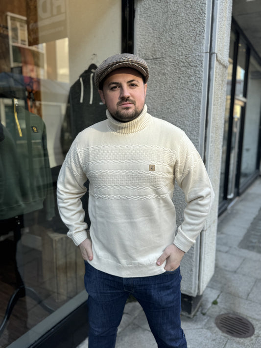 Gabicci Vintage Emilio Roll Neck Knit Cream - RD1 Clothing