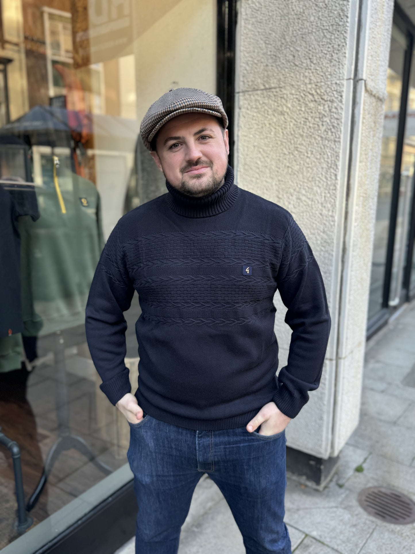 Gabicci Vintage Emilio Roll Neck Knit Navy - RD1 Clothing