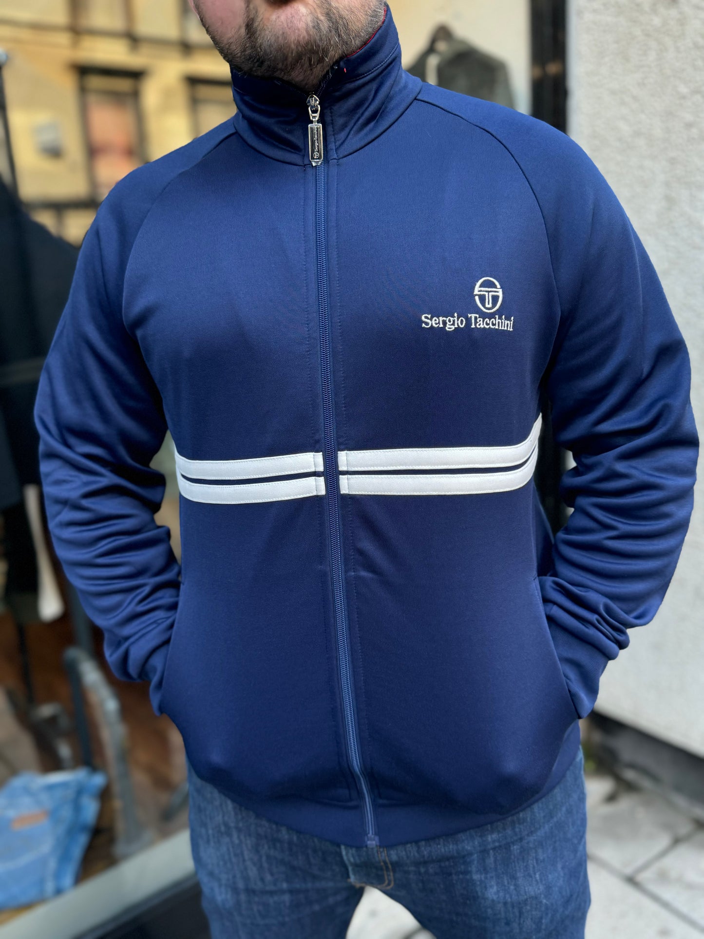 Sergio Tacchini Dallas Track Top In Martime Blue/Adrenaline - RD1 Clothing