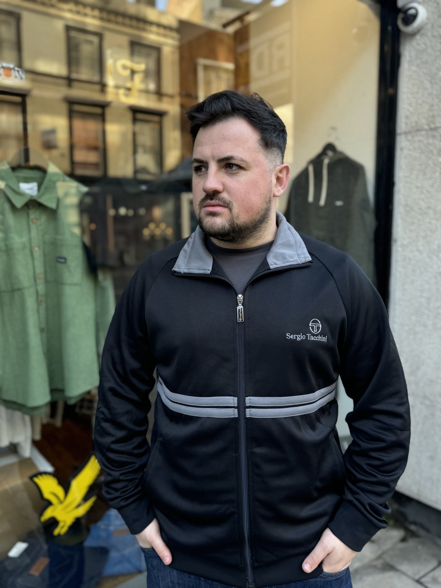 Sergio Tacchini Dallas Track Top Black In Grey - RD1 Clothing