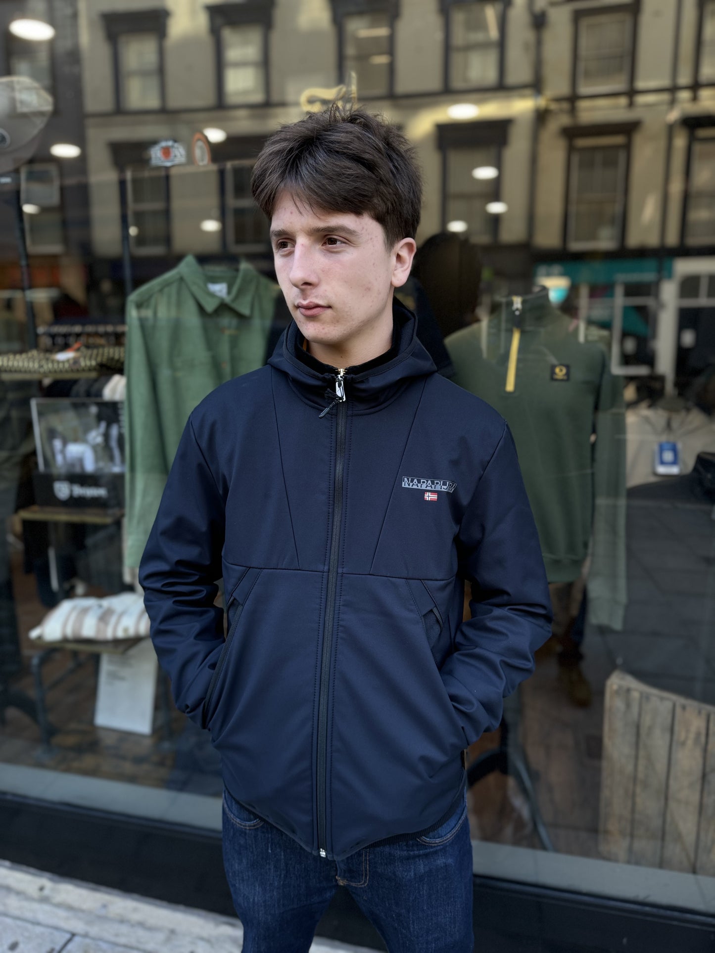 Napapijri Softshell Bunz Hooded Jacket In Black - RD1 Clothing