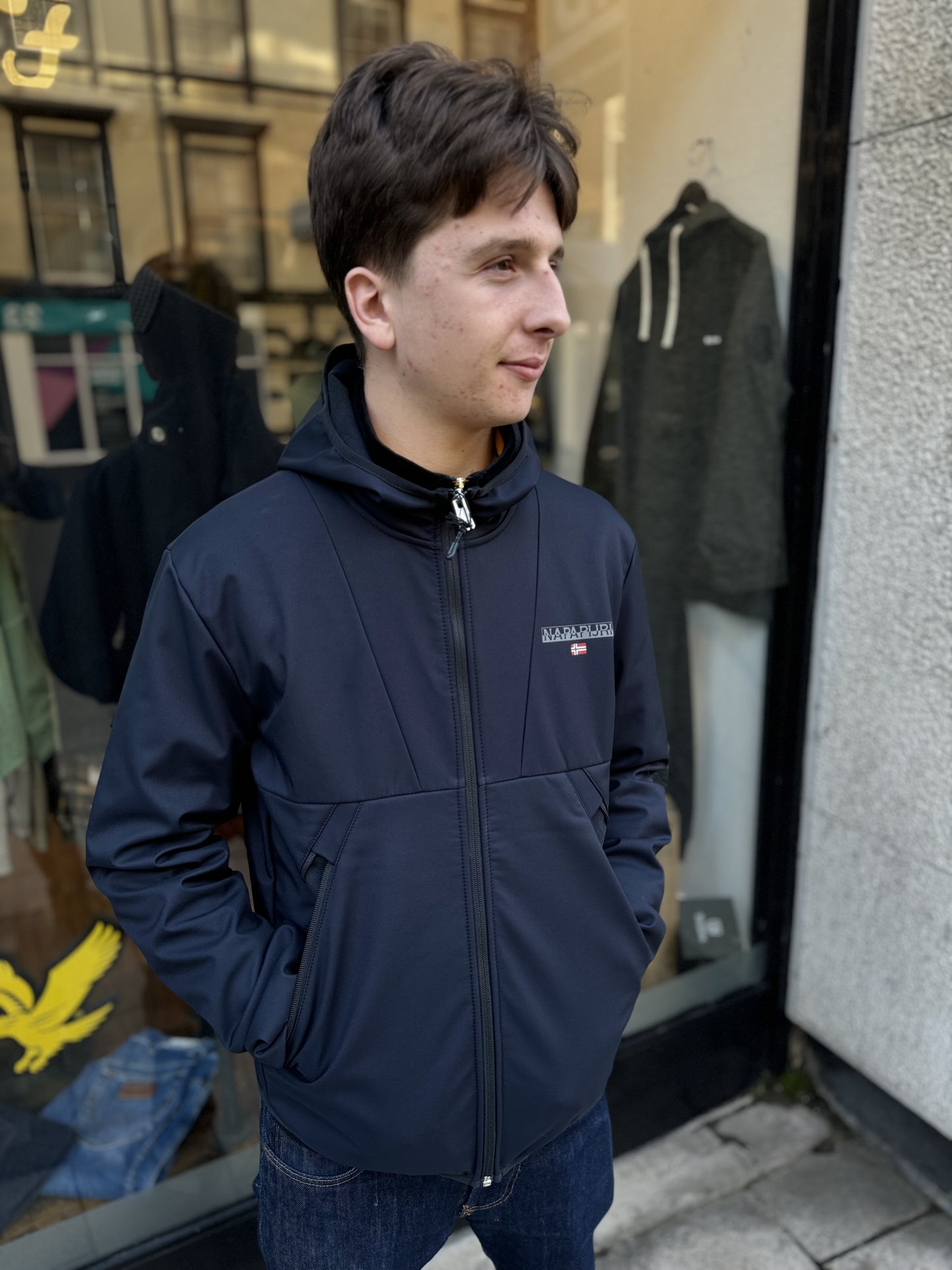 Napapijri Softshell Bunz Hooded Jacket In Black - RD1 Clothing