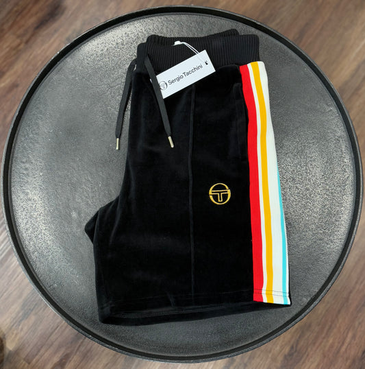 Sergio Tacchini Slice Velour Jogger Sweat Short Black - RD1 Clothing