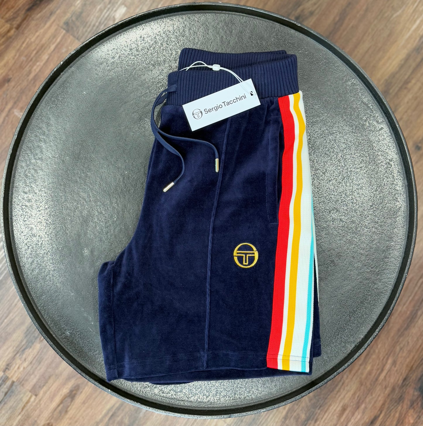 Sergio Tacchini Slice Velour Jogger Sweat Short Martime Blue/Gold - RD1 Clothing