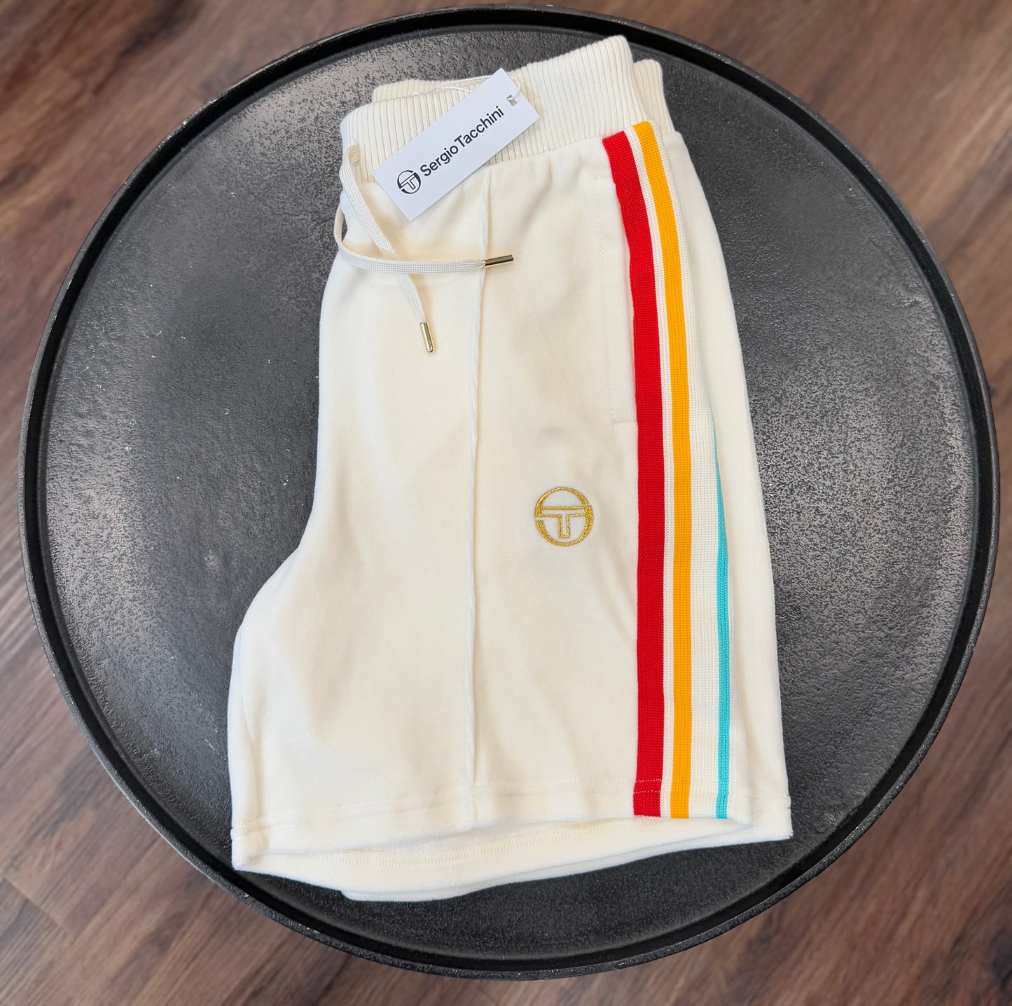 Sergio Tacchini Slice Velour Jogger Sweat Short Gardenia/Gold - RD1 Clothing